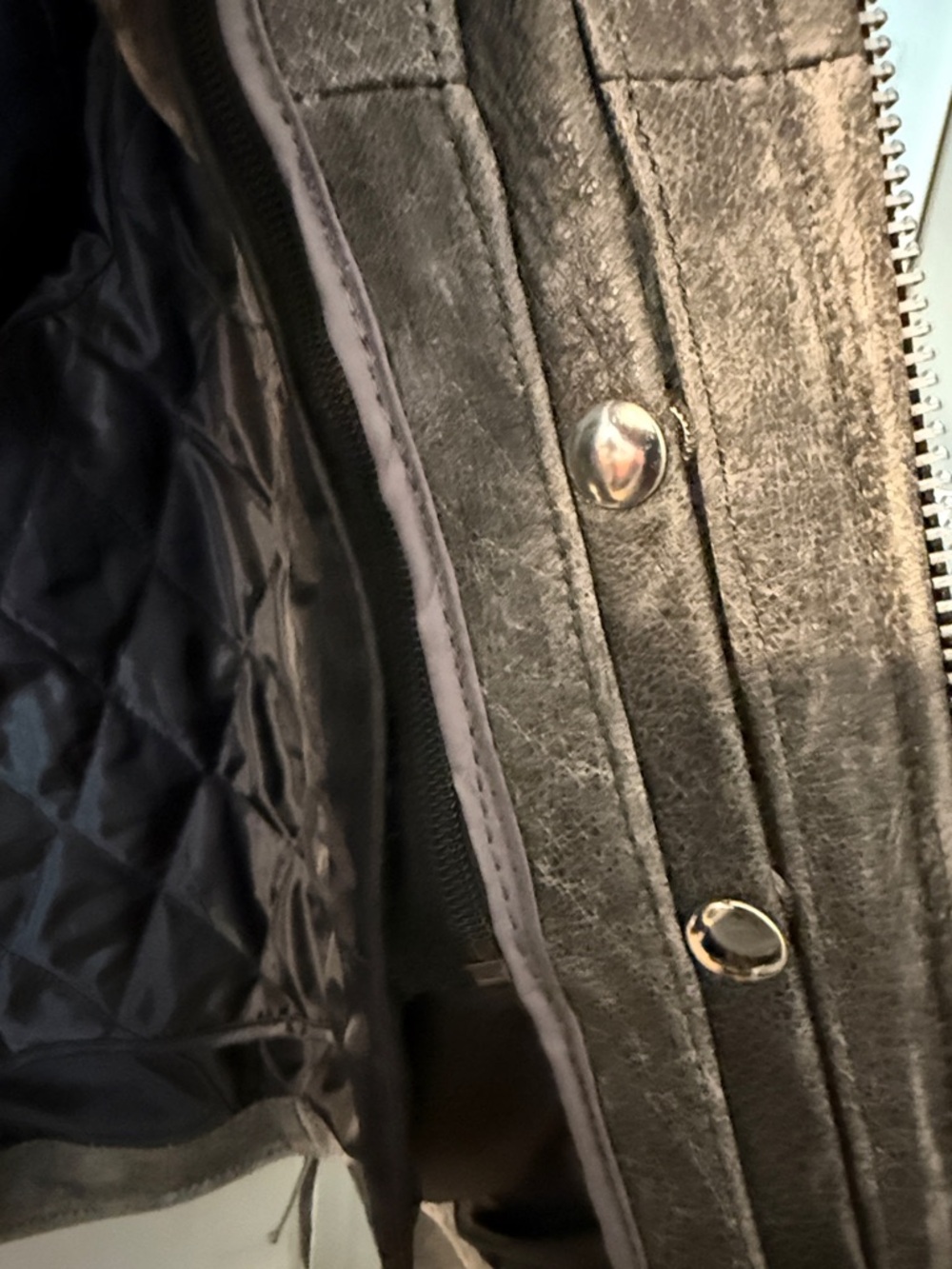 Unik Gray Distressed Leather Jacket - Picture 4 of 6